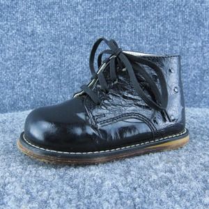 Josmo Walker Boys Chukka Shoes Black Leather Lace Up Size T 4.5‎ Medium